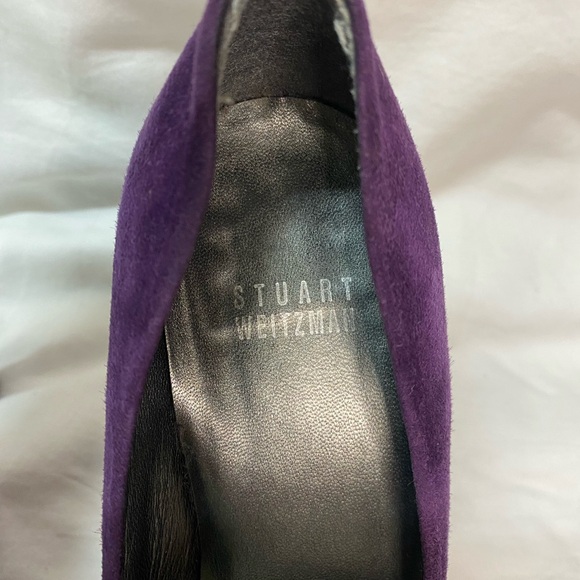 Stuart Weitzman Shoes Womens Size 7M Prurple Suede Peep Toe Heels 4” - Picture 6 of 15